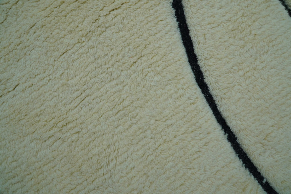Strokes Custom Made Contemporary Cream Hand Knotted Wool Rug
