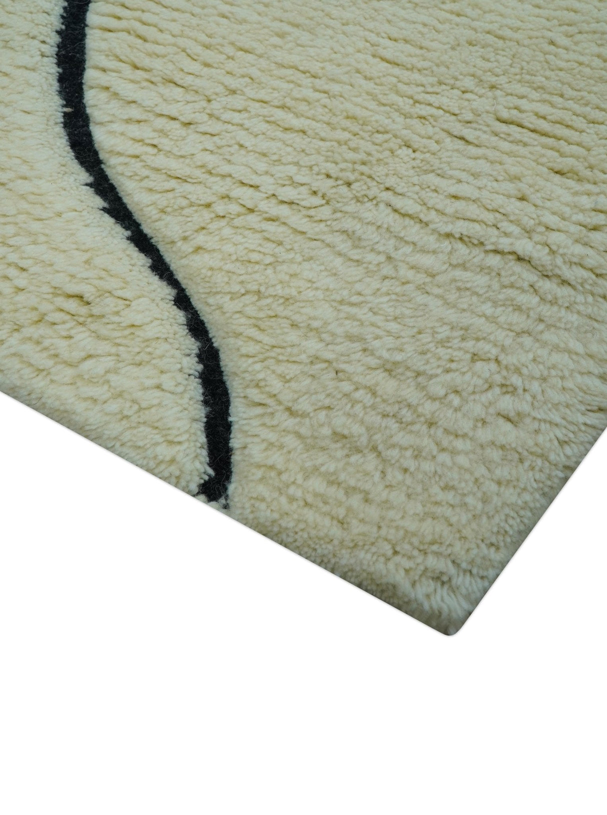 Strokes Custom Made Contemporary Cream Hand Knotted Wool Rug