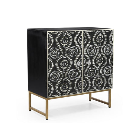 Sultan bone inlay accent cabinet