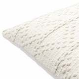 Sumiton White Textured Crochet Cotton Throw Pillow-Throw Pillows-Parc Decor