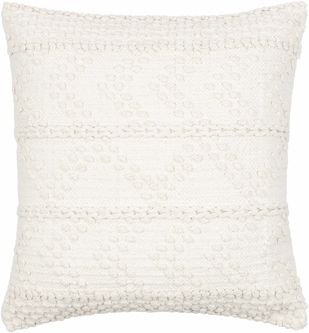 Sumiton White Textured Crochet Cotton Throw Pillow-Throw Pillows-Parc Decor