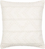 Sumiton White Textured Crochet Cotton Throw Pillow-Throw Pillows-Parc Decor
