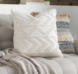 Sumiton White Textured Crochet Cotton Throw Pillow-Throw Pillows-Parc Decor