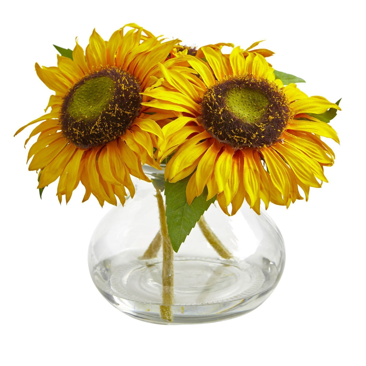 Sunflower Artificial Arrangement in Glass Vase-Arrangement-Parc Decor