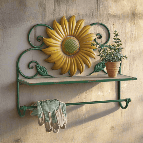 Sunflower Wall Shelf with Towel Bar-shelf-Parc Decor