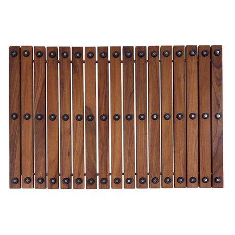 Sunriver Teak Shower and Bath String Mat with Rubber Feet 23.62" x 15.75"