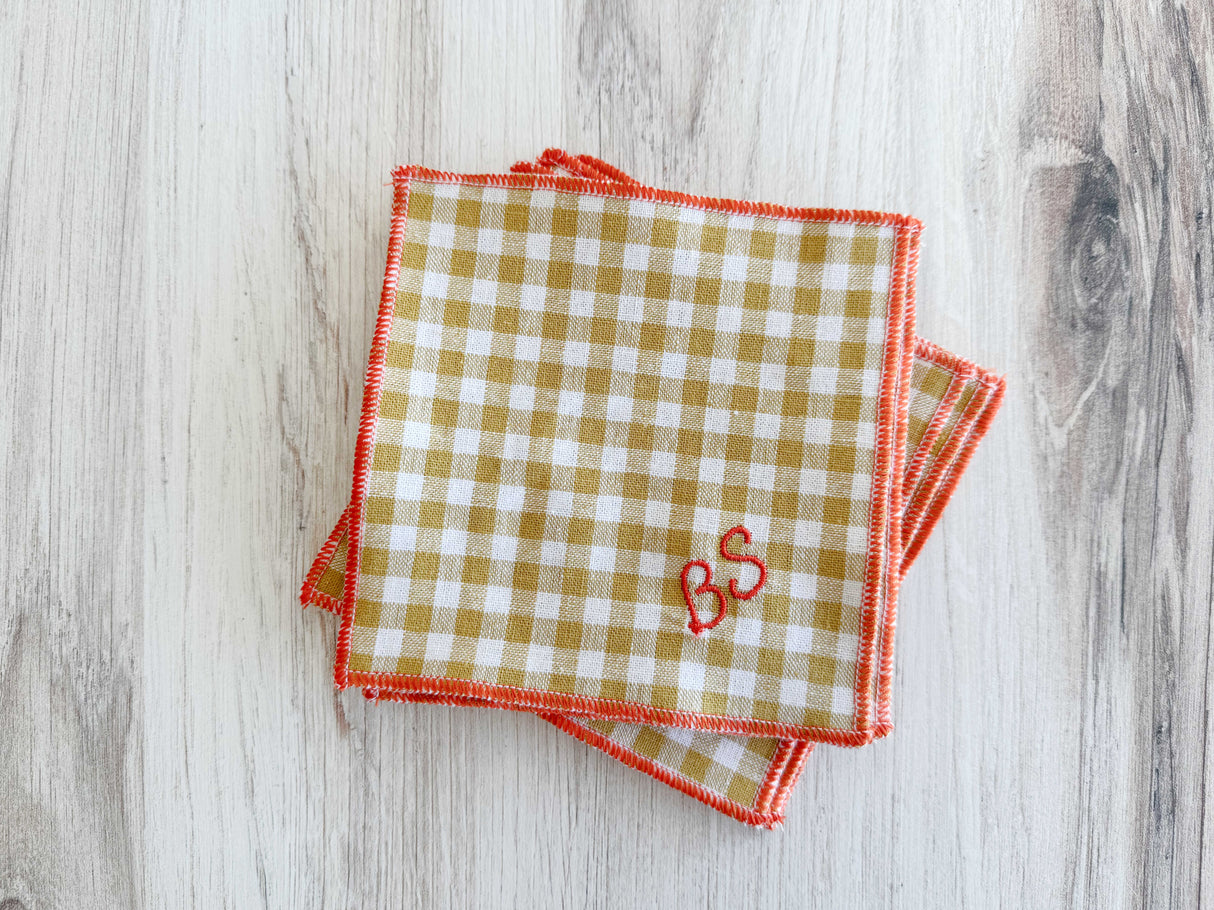 Sweary Coasters in Mini Check, set of eight-Coasters-Parc Decor