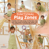 Sweetgum Jumbo | 8-in-1 Indoor Wooden Playset with Slide, Swing & Rock Wall