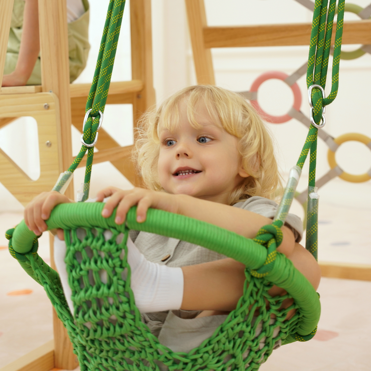 Sweetgum Large | 8-in-1 Indoor Wooden Playset with Slide, Swing & Rock Wall