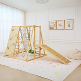 Sweetgum Large | 8-in-1 Indoor Wooden Playset with Slide, Swing & Rock Wall