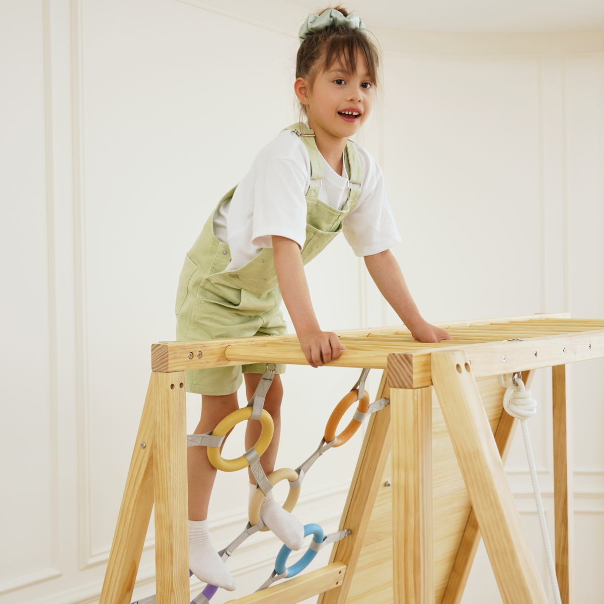Sweetgum XL | 8-in-1 Indoor Wooden Playset with Slide, Swing & Rock Wall