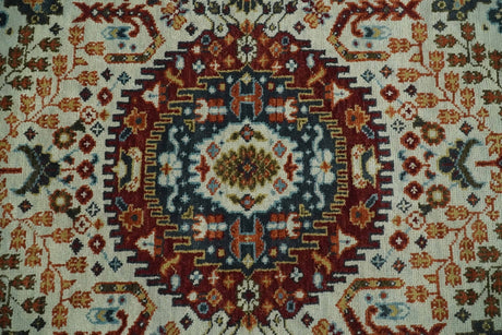 Tabriz Antique Hand Knotted Traditional Ivory and Rust Multi Size Wool Rug