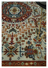 Tabriz Antique Hand Knotted Traditional Ivory and Rust Multi Size Wool Rug