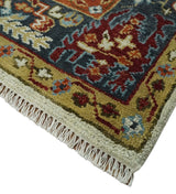 Tabriz Antique Hand Knotted Traditional Ivory and Rust Multi Size Wool Rug