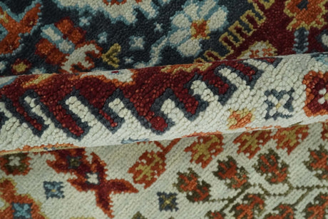 Tabriz Antique Hand Knotted Traditional Ivory and Rust Multi Size Wool Rug