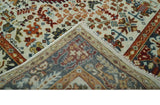 Tabriz Antique Hand Knotted Traditional Ivory and Rust Multi Size Wool Rug