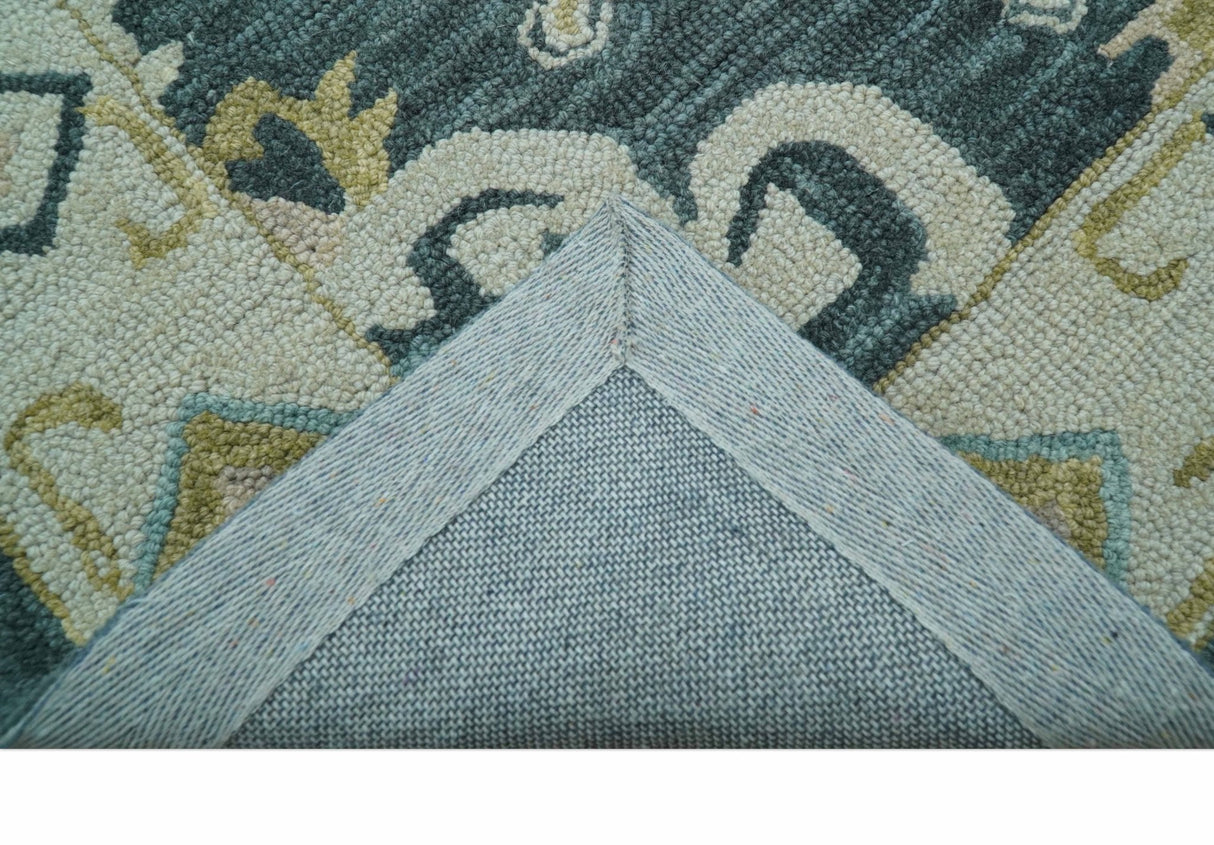 Taj Custom Made Teal Traditional Design Hand Tufted Wool Rug