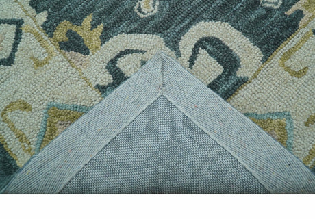 Taj Custom Made Teal Traditional Design Hand Tufted Wool Rug