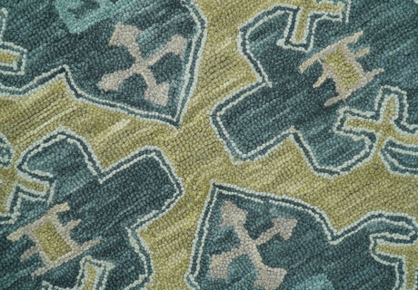 Taj Custom Made Teal Traditional Design Hand Tufted Wool Rug