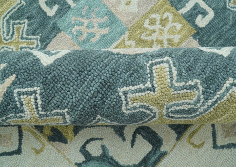 Taj Custom Made Teal Traditional Design Hand Tufted Wool Rug