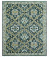 Taj Custom Made Teal Traditional Design Hand Tufted Wool Rug