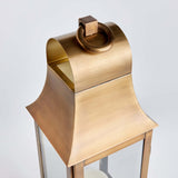 Tall Antique Brass Candle Lantern with Hanging Loop-Lantern-Parc Decor