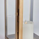 Tall Antique Brass Candle Lantern with Hanging Loop-Lantern-Parc Decor