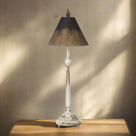 Tall Vintage Table Lamp with Black and Gold Shade-table lamp-Parc Decor
