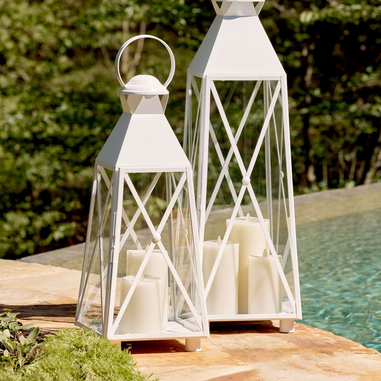 Tall White Coastal Outdoor Lantern-Lantern-Parc Decor