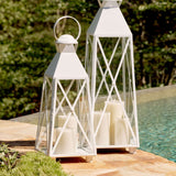 Tall White Coastal Outdoor Lantern-Lantern-Parc Decor