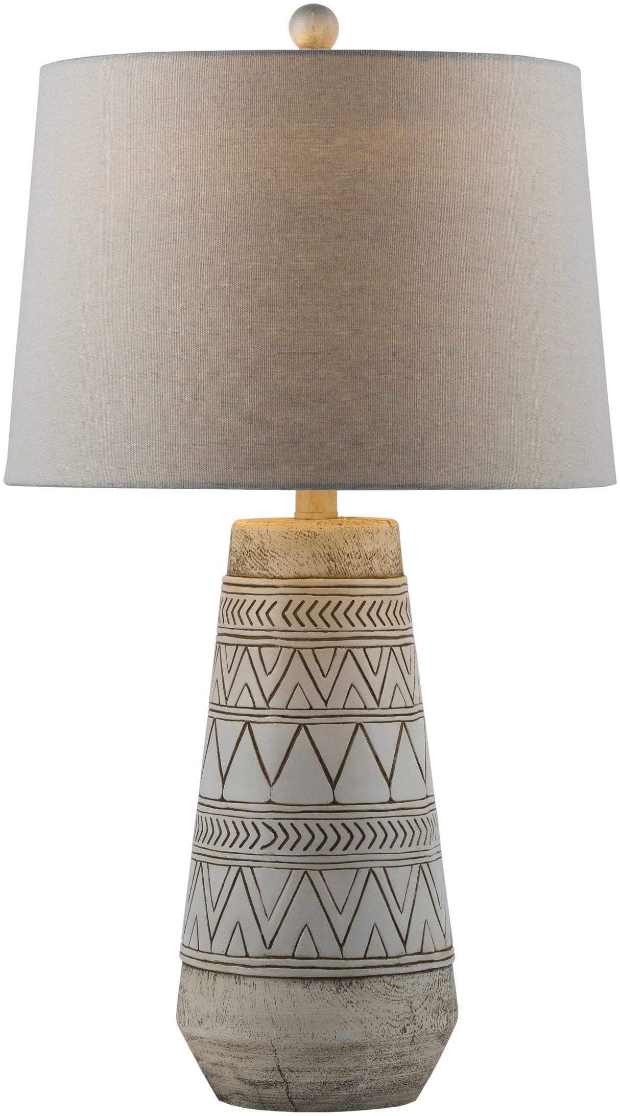 Tan and Cream Resin Lamp with White Linen Table Lamp-Lighting-Parc Decor