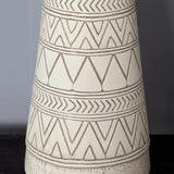 Tan and Cream Resin Lamp with White Linen Table Lamp-Lighting-Parc Decor