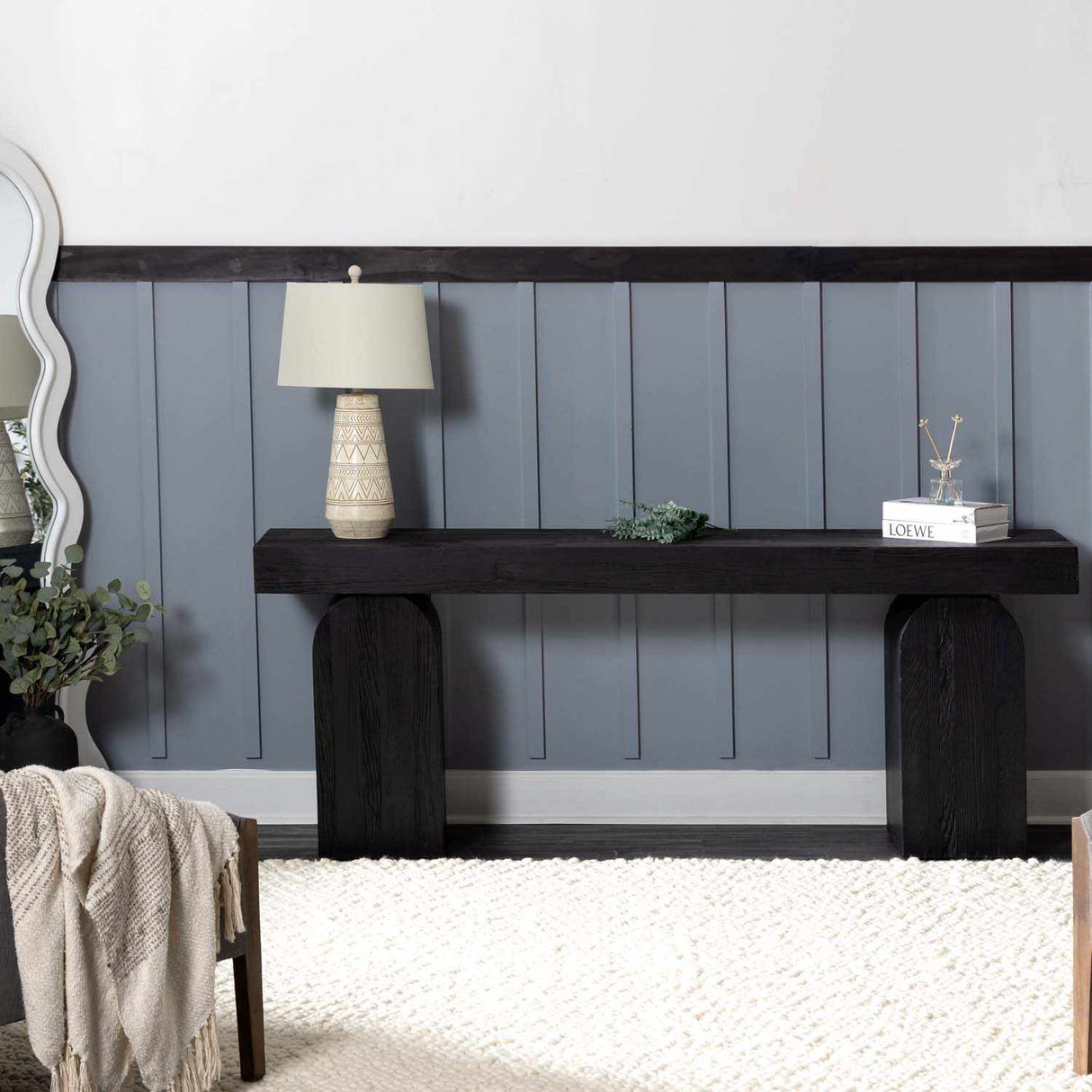 Tan and Cream Resin Lamp with White Linen Table Lamp-Lighting-Parc Decor