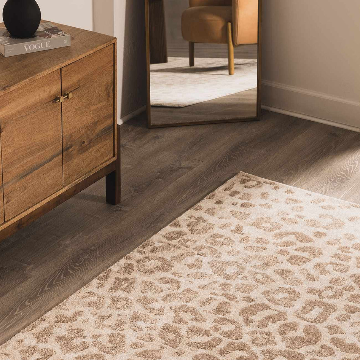 Tan Bonhill Leopard Print Area Rug-Rugs-Parc Decor