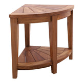 Tanzania Oiled Teak Shower and Bath Corner Stool with Shelf-Parc Decor