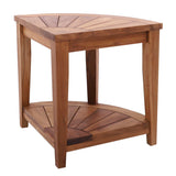 Tanzania Oiled Teak Shower and Bath Corner Stool with Shelf-Parc Decor
