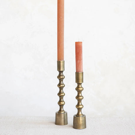 Taper Candle Holders, Antique Gold Finish, Set of 2-Candle Holders-Parc Decor
