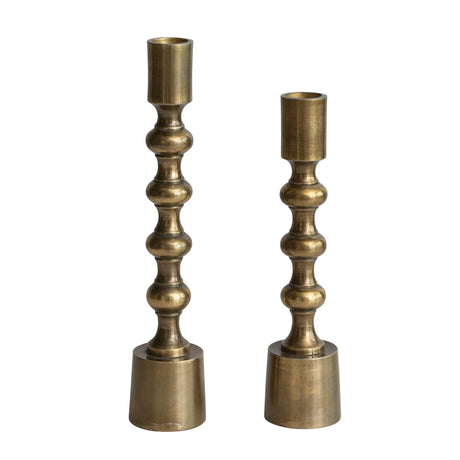 Taper Candle Holders, Antique Gold Finish, Set of 2-Candle Holders-Parc Decor