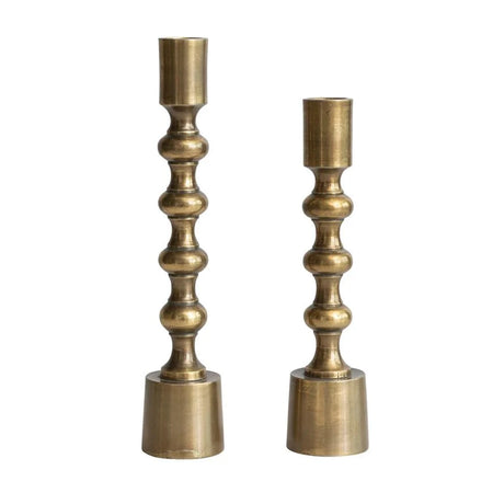Taper Candle Holders, Antique Gold Finish, Set of 2-Candle Holders-Parc Decor