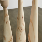 Tapered Candlestick Holder Pine Wood Cognac, Espresso, Natural