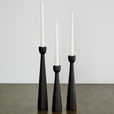 Tapered Candlestick Holder Pine Wood Cognac, Espresso, Natural