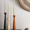 Tapered Candlestick Holder Pine Wood Cognac, Espresso, Natural-Candlesticks-Parc Decor