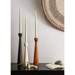 Tapered Candlestick Holder Pine Wood Cognac, Espresso, Natural