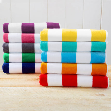Cotton Velour Cabana Stripe Beach Towel - Novia Collection