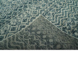Teal and Ivory 5.6x8.6 Southwestern Tribal Trellis Recycled Art Silk Area Rug