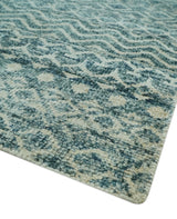 Teal and Ivory 5.6x8.6 Southwestern Tribal Trellis Recycled Art Silk Area Rug-Area Rug-Parc Decor