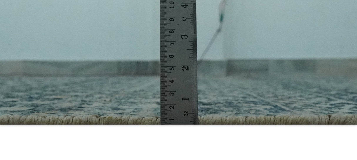 Teal and Ivory 5.6x8.6 Southwestern Tribal Trellis Recycled Art Silk Area Rug-Area Rug-Parc Decor