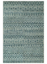 Teal and Ivory 5.6x8.6 Southwestern Tribal Trellis Recycled Art Silk Area Rug