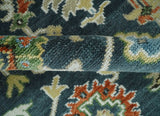 Teal and Ivory Traditional Oriental Oushak Custom Made Hand Knotted Wool Area Rug