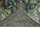 Teal and Ivory Traditional Oriental Oushak Custom Made Hand Knotted Wool Area Rug
